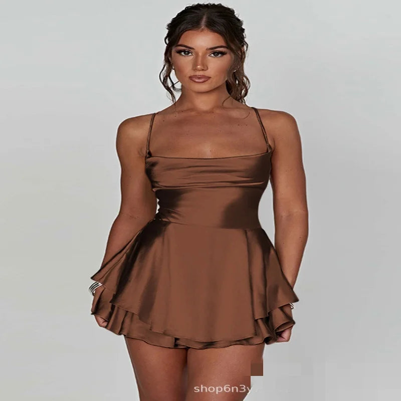 Satin Cowl Neck Jumpsuit With Open Back Detail for Women