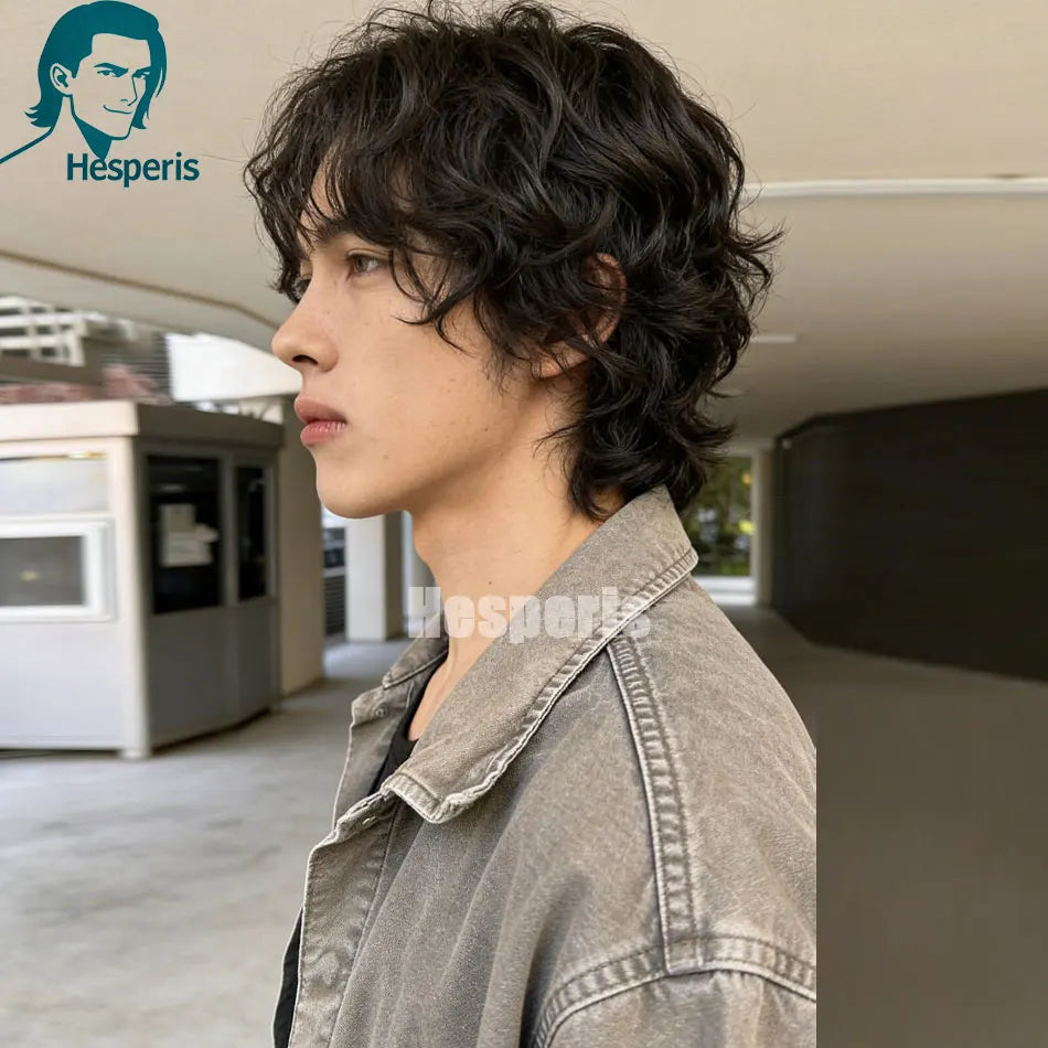 Short Wave Glueless Lace Front Wig For Men With Thin Bangs