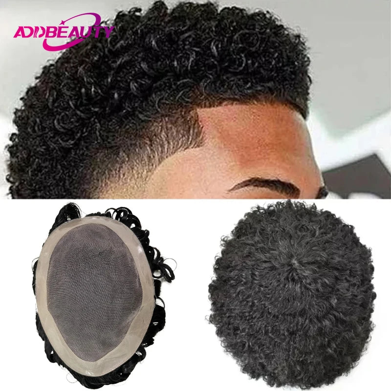 Natural Curly Remy Indian Human Hair Toupee for Women