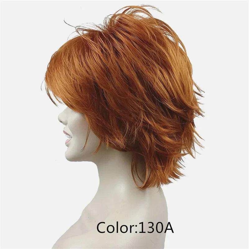Fluffy Short Straight Layered Blonde Synthetic Wig For Women