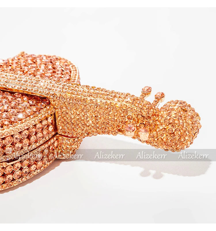 Elegant Crystal Violin Shaped Evening Clutch for Women