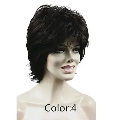 Fluffy Short Straight Layered Blonde Synthetic Wig For Women