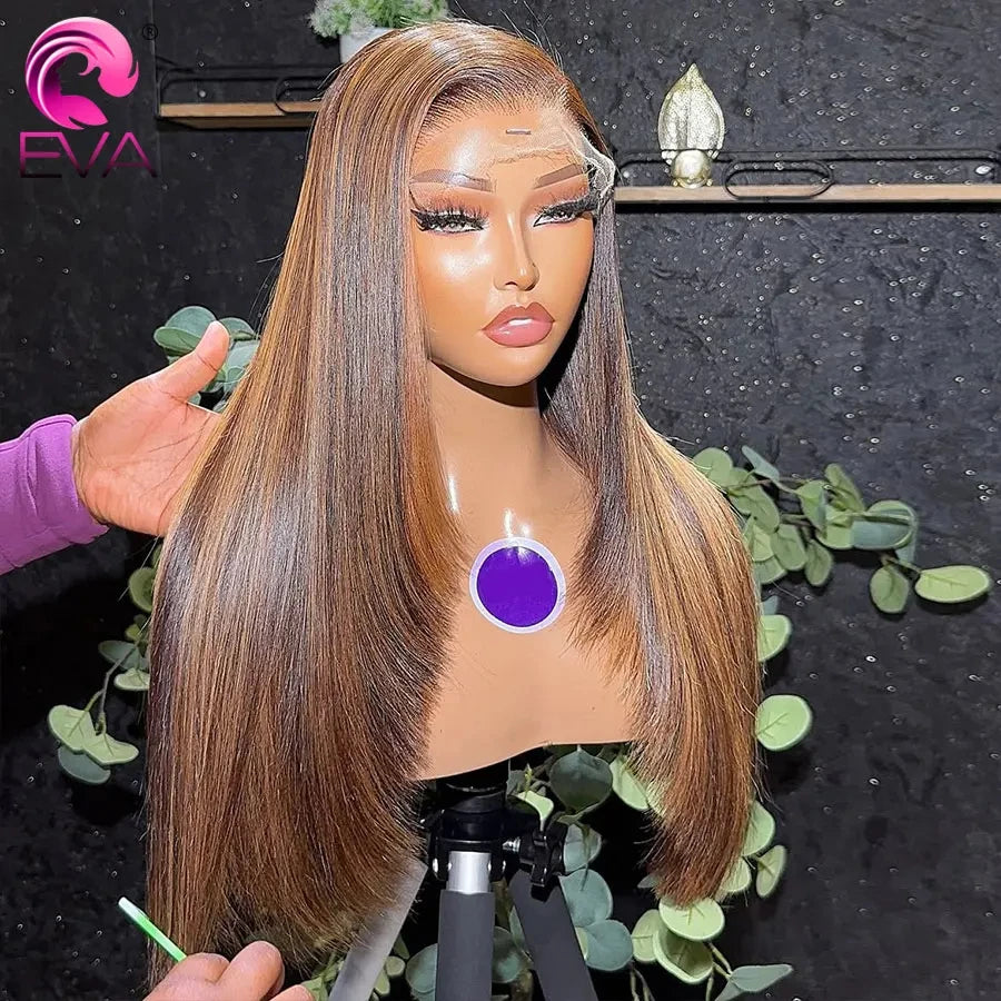 Eva Layered Cut Highlight Wig Human Hair 13x6 HD Lace Frontal Wig Straight Glueless 5x5 6x6 7x7 HD Lace Closure Wigs Pre Plucked