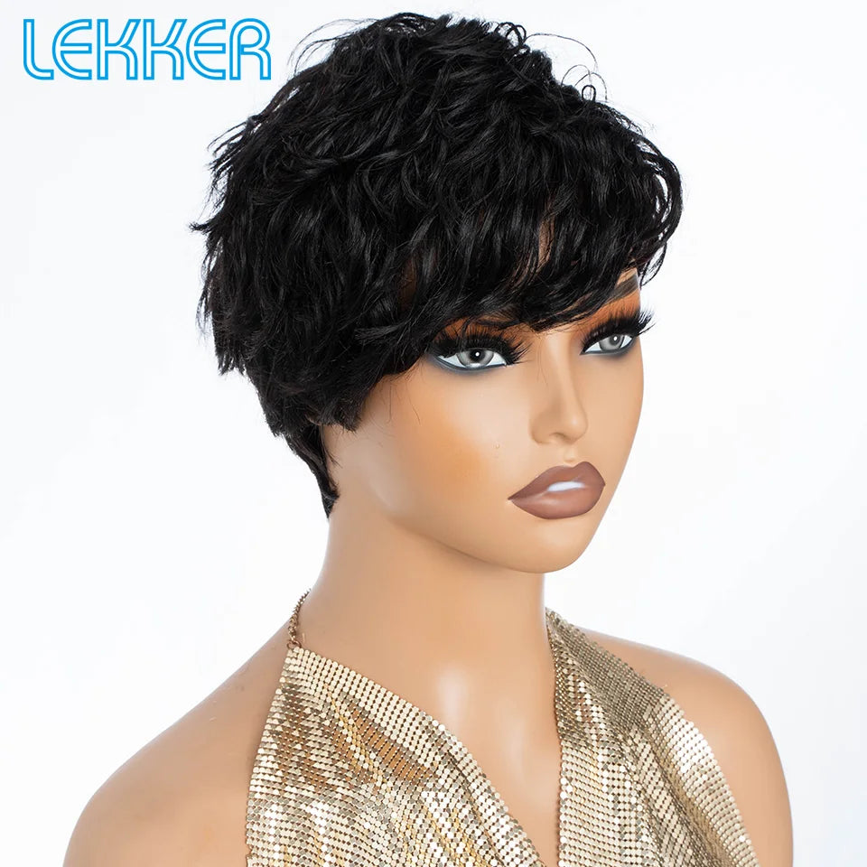 Short Pixie Cut Brazilian Remy Human Hair Wig for Women