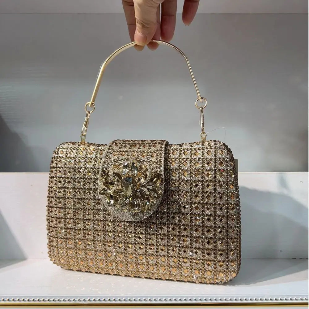 XIYUAN Lady Crystals Evening Bags Women 2024 Sparkling Diamond Evening Handbags Metal Clutch Purses And Handbag Wedding Purse