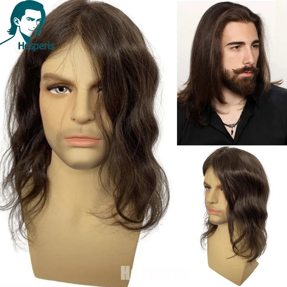 Natural Wave Brazilian Human Hair Lace Front Wig For Men