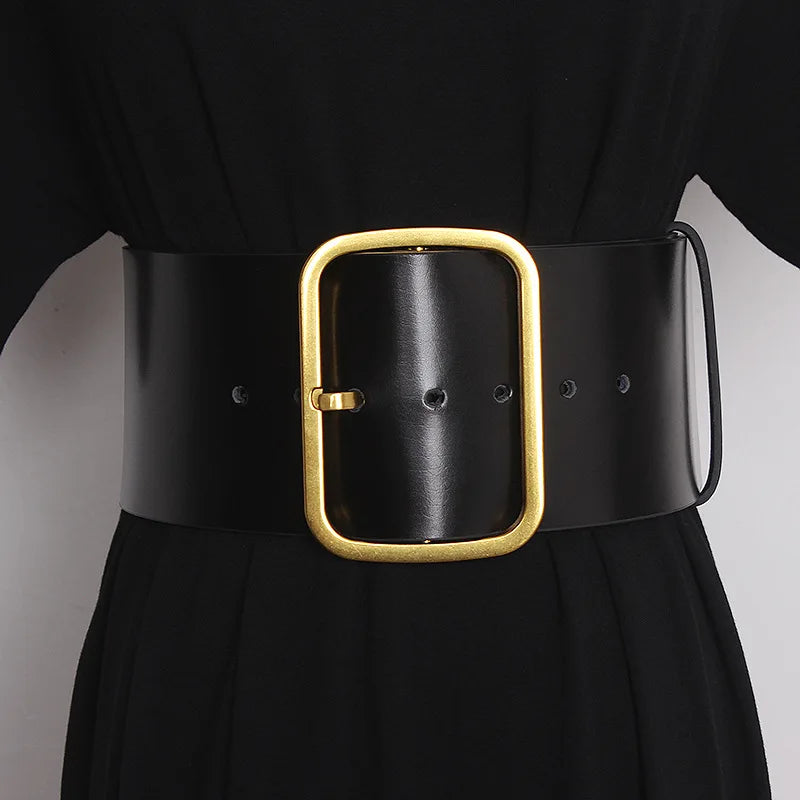 Wide Leather Corset Waist Belt Dress Accessory for Women