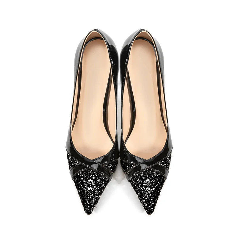 Pointed Toe Patchwork Slingback Pumps