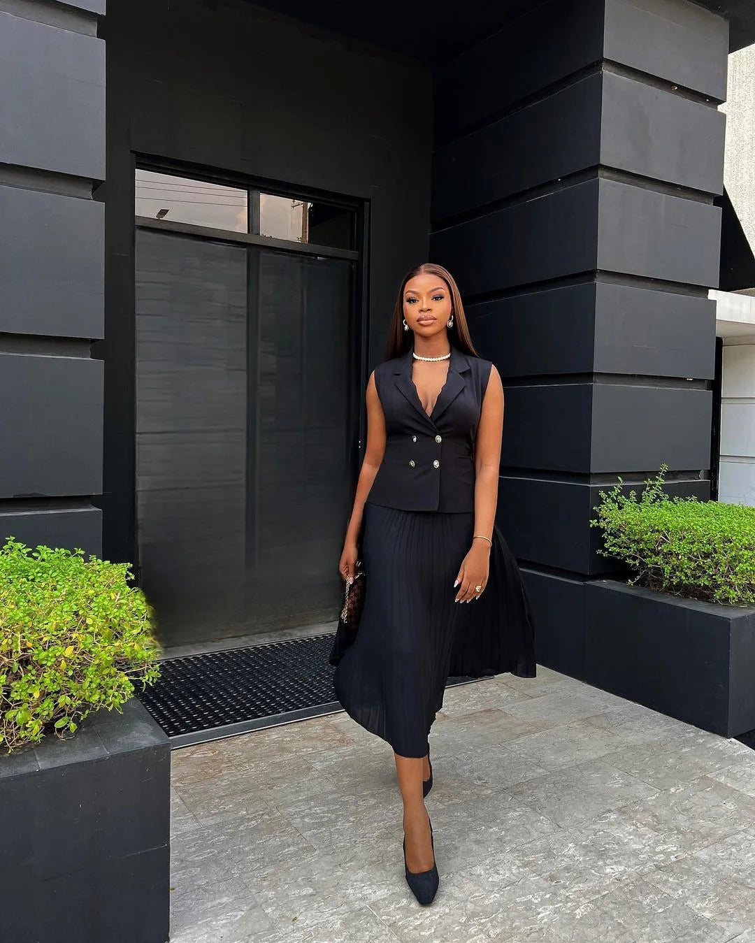 CM.YAYA Street OL Work Women's Set Sleeveless Vest Tops and Pleated Skirts Suit 2024 Summer INS Two 2 Piece Set Outfit Tracksuit