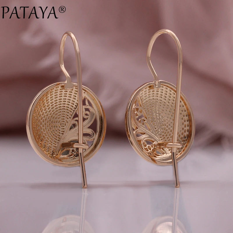 Rose Gold Hollow Round Drop Earrings