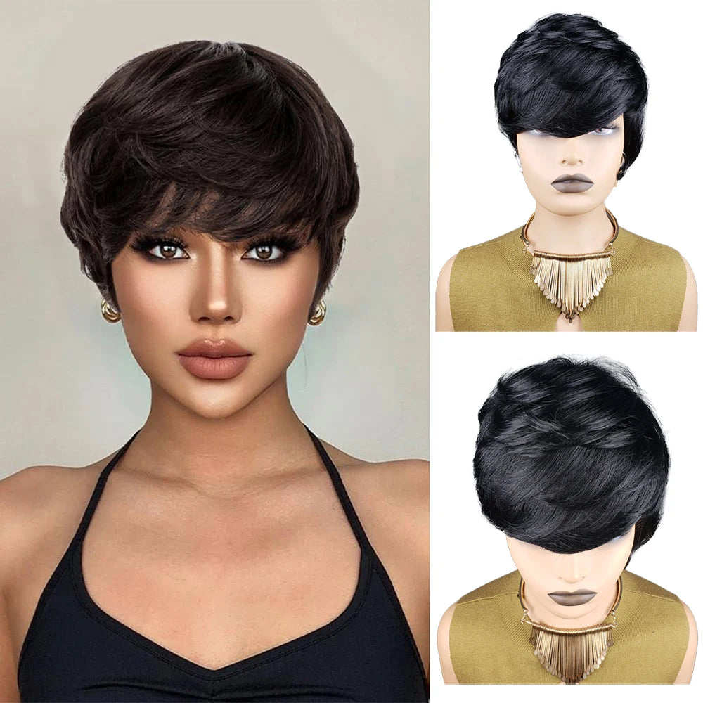 Straight Brazilian Human Hair Short Bob Wig For Women