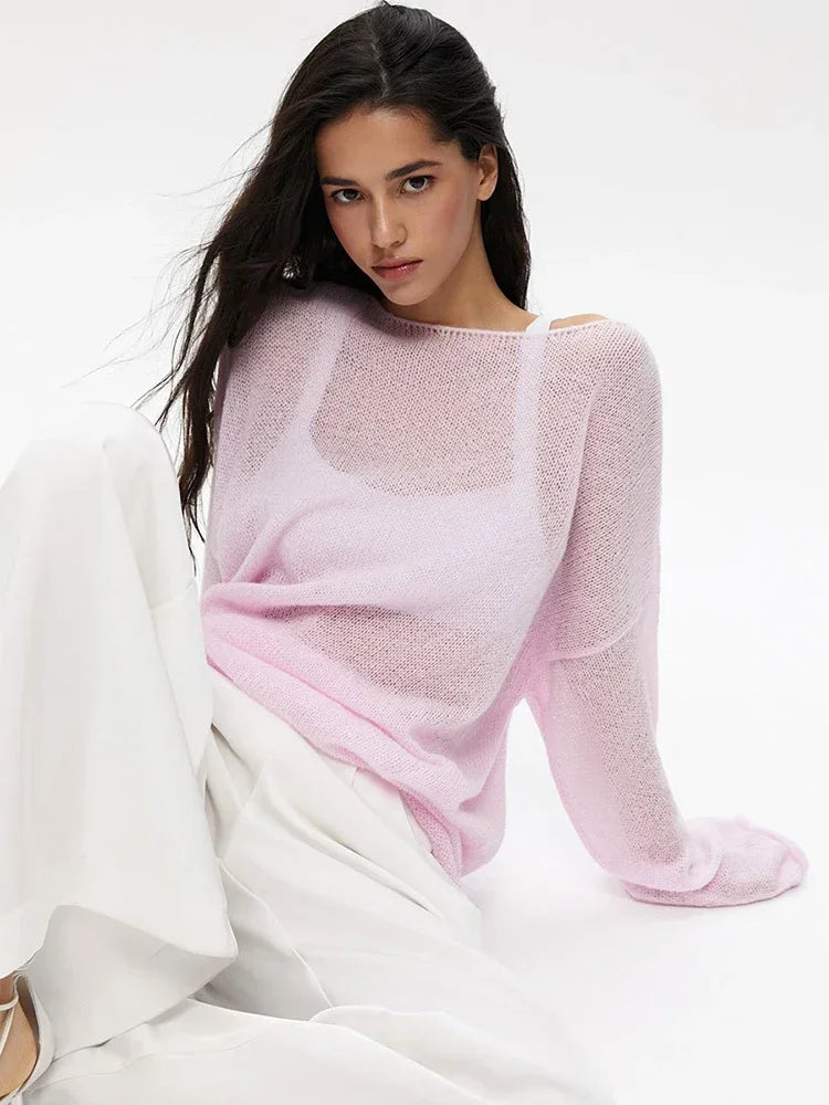 Sheer Hollow Knit Sweater