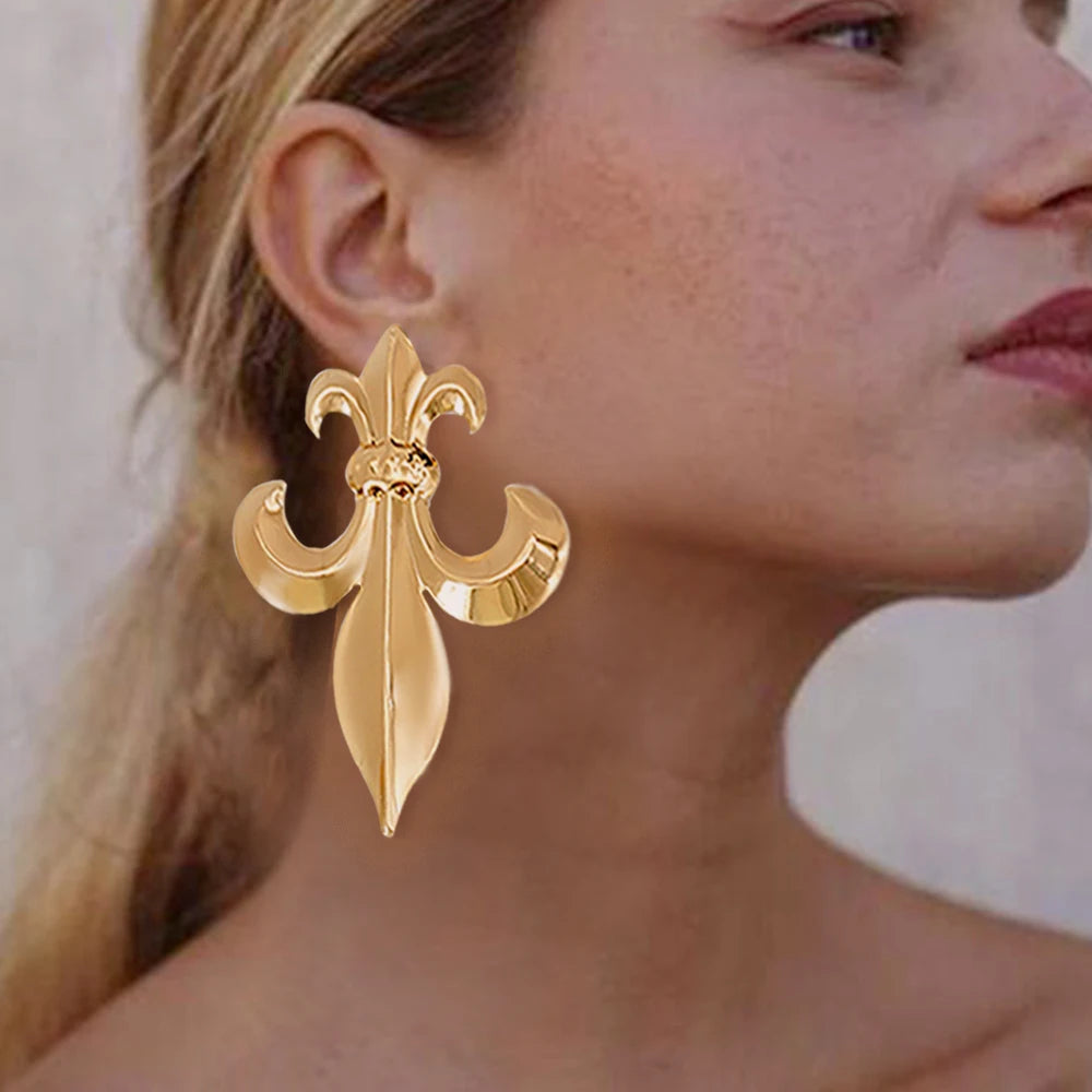 Fashion Jewelry Big Gold Color Round Geometric Earrings Dangle Drop Earrings For Women African Wedding Party Gifts