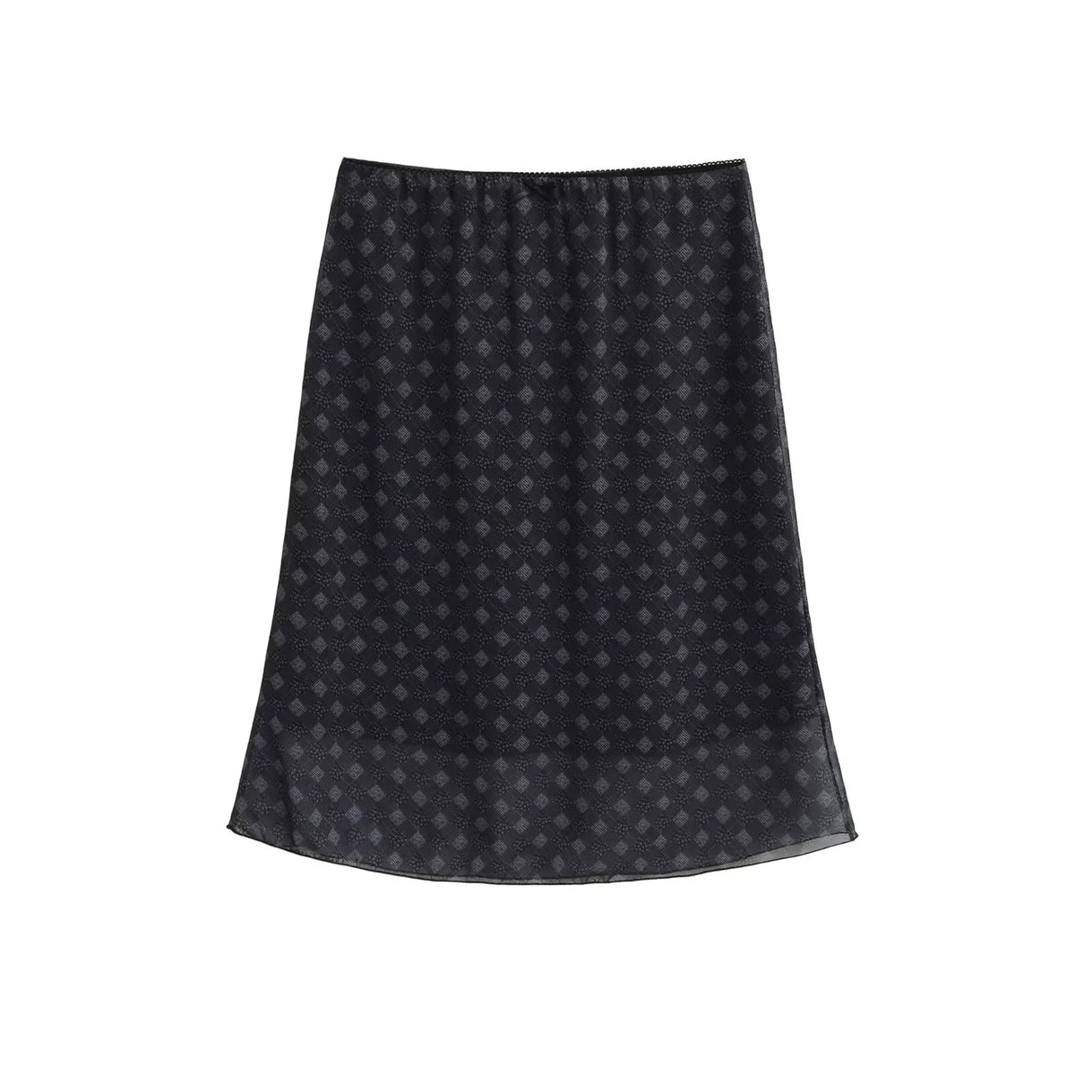Printed High Waist A-Line Mid-Calf Skirt