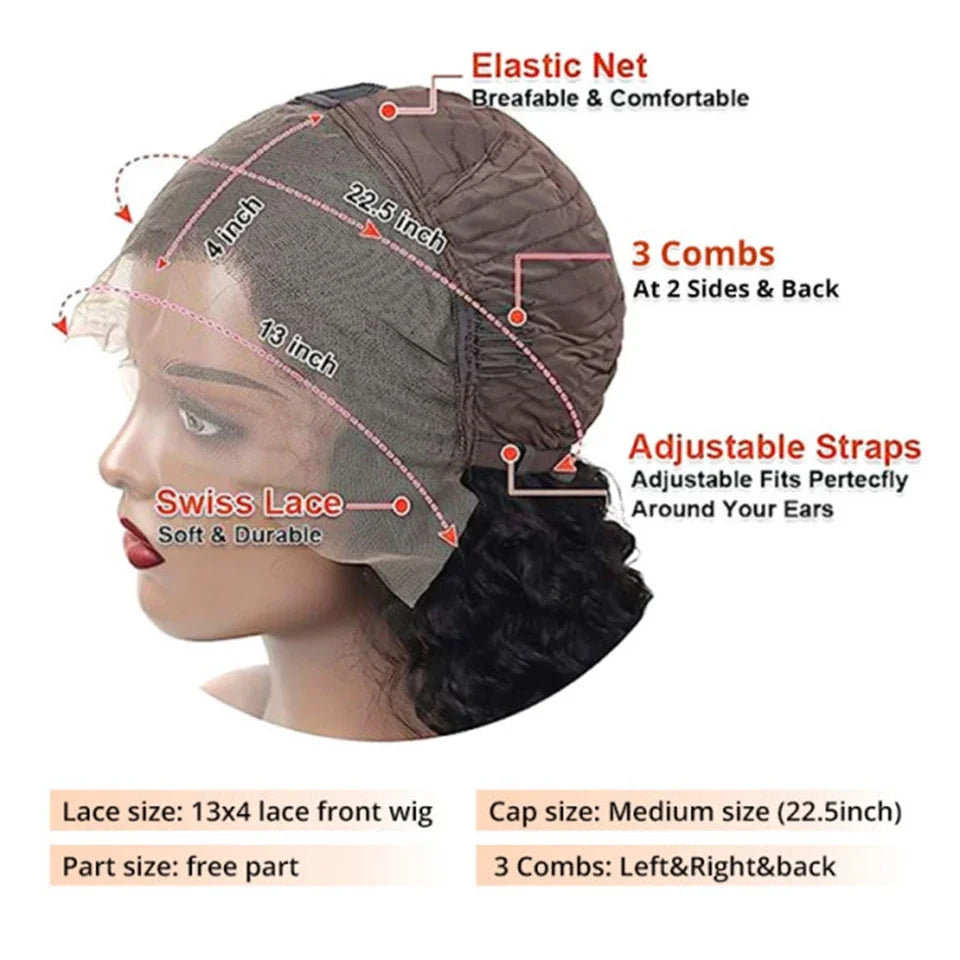 Short Kinky Curly Pixie Cut Human Hair Lace Wig for Women