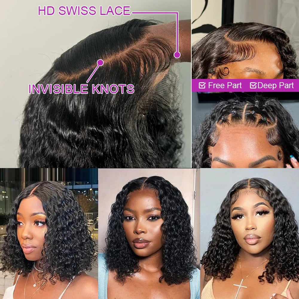 Deep Wave Bob Wig (10–16 Inch Options)