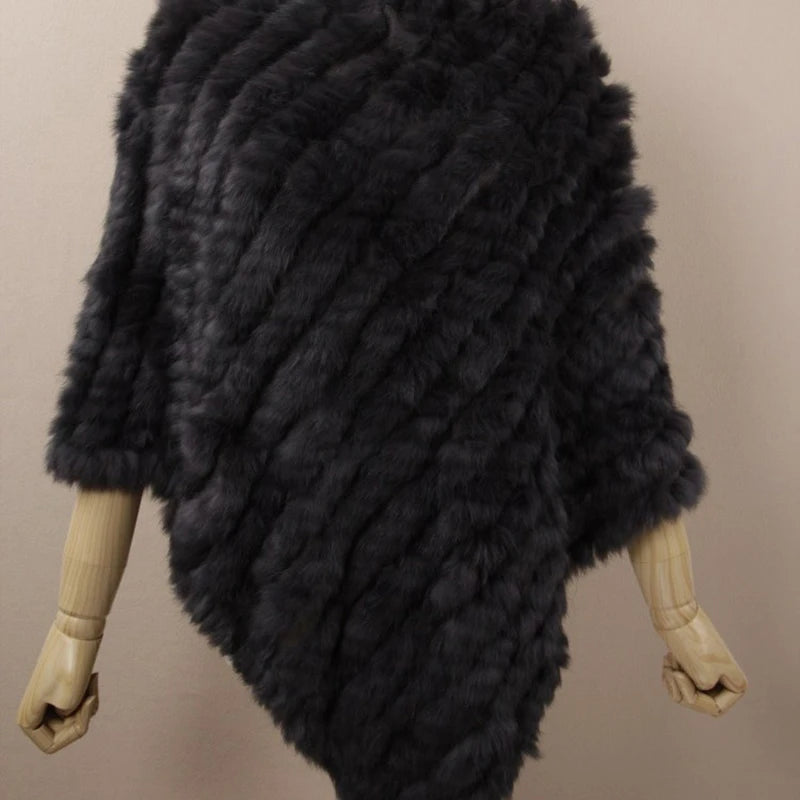 Rabbit Fur Knit Shawl Coat