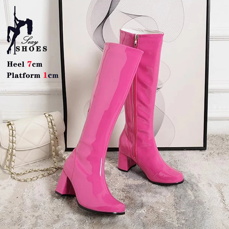 Elegant Shimmering Knee-High Go-Go Boots for Women