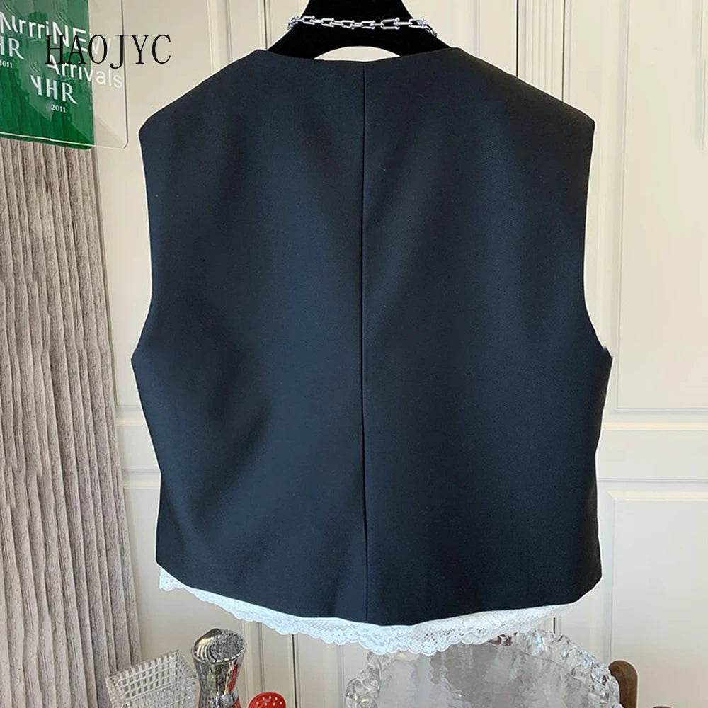 Premium Elegant Lace Two Piece Suit Vest Set for Women