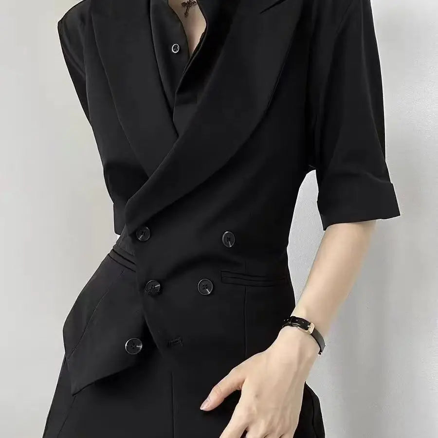 Slim Fit Black V-Neck Single Breasted Suit Vest for Women