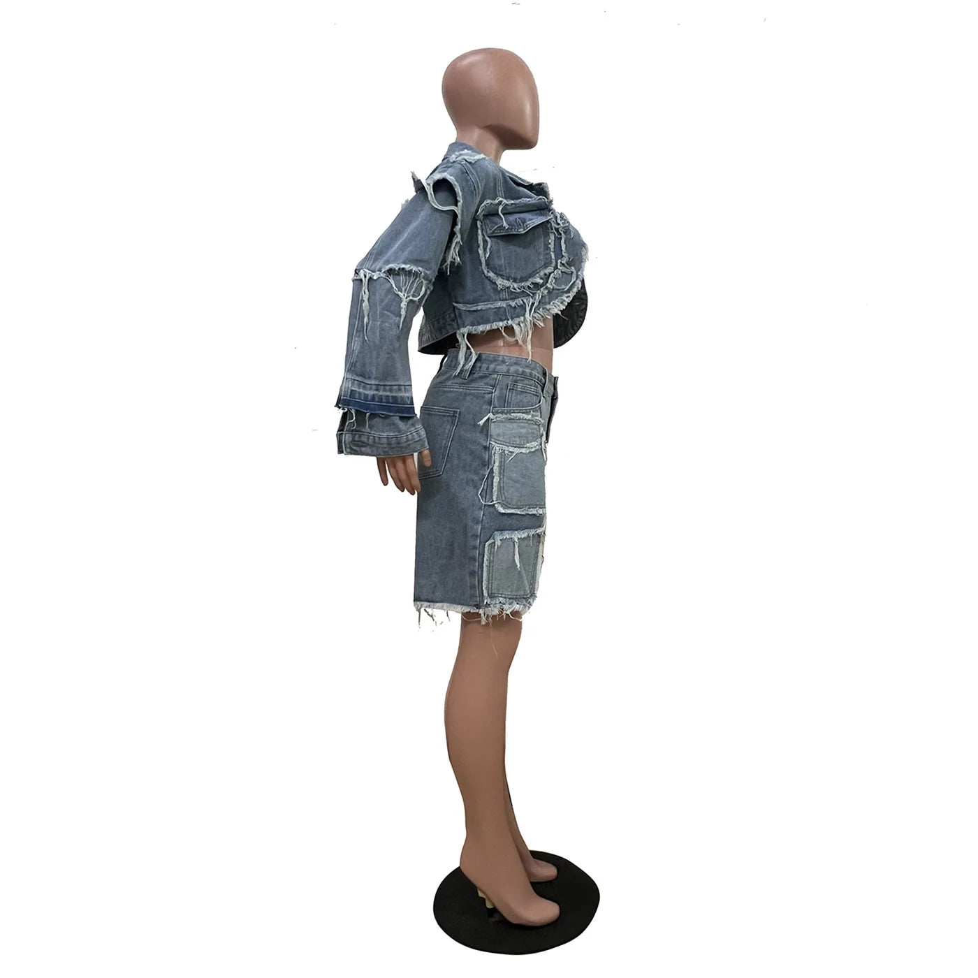 Shorts Pant Set Women Two Piece Sets Denim Turn Down Collar Matching Sets Tops Knee Length Pants High Waist Y2k Streetwear