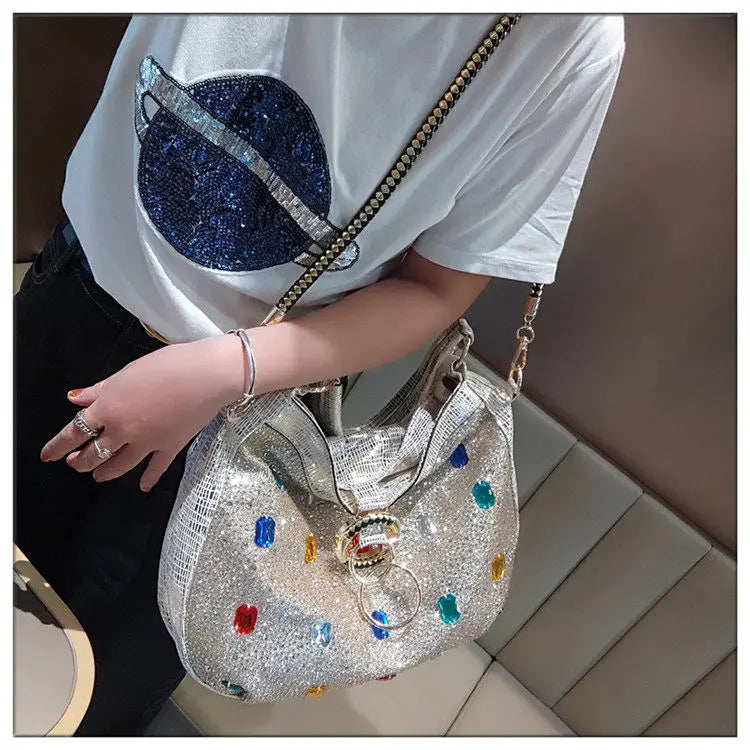 Genuine Leather Crossbody Bucket Bag with Large Capacity for Women