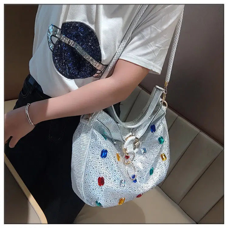 Genuine Leather Crossbody Bucket Bag with Large Capacity for Women