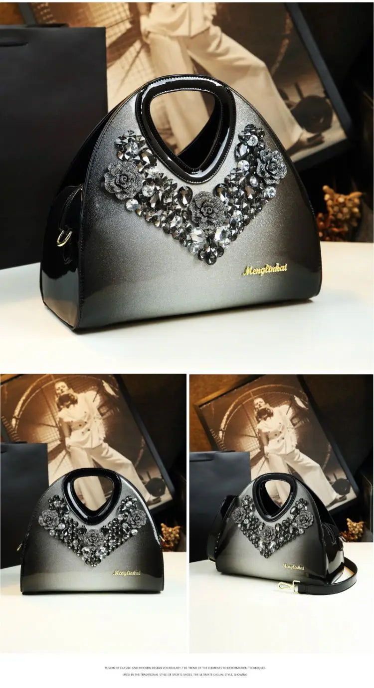 Designer Brand Fashionable Diamond-encrusted Dumpling Bag Genuine Leather Hand-held Crossbody Bags for Women Sac À Main Femme