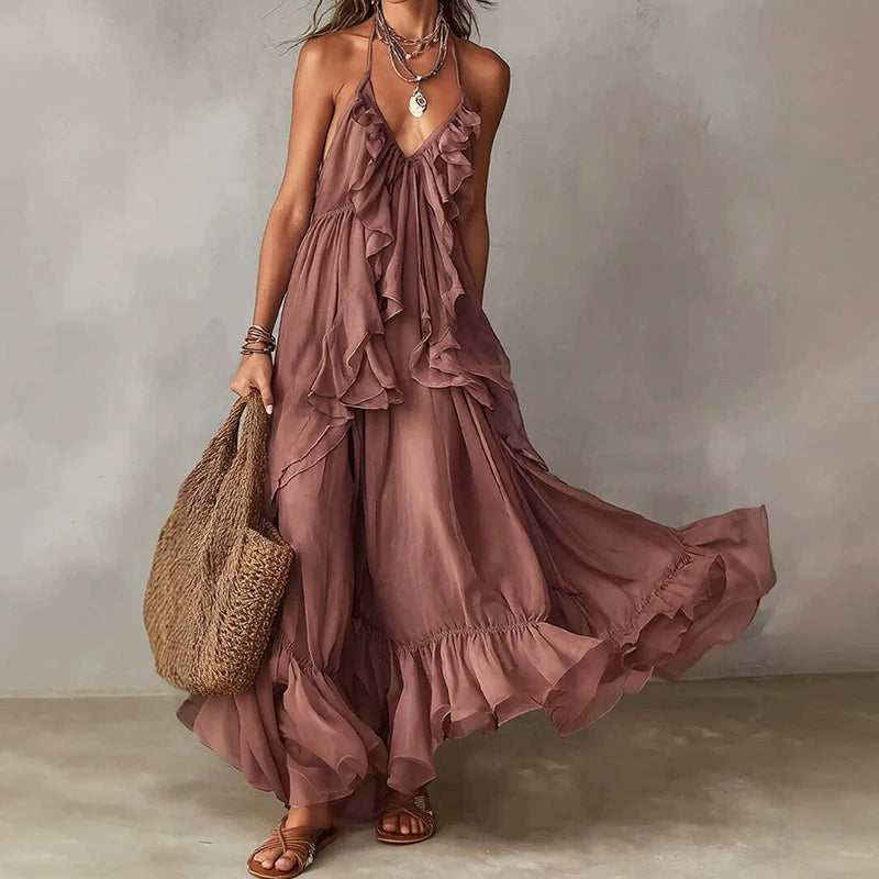 Bohemian Sleeveless Patchwork Maxi Dress for Women