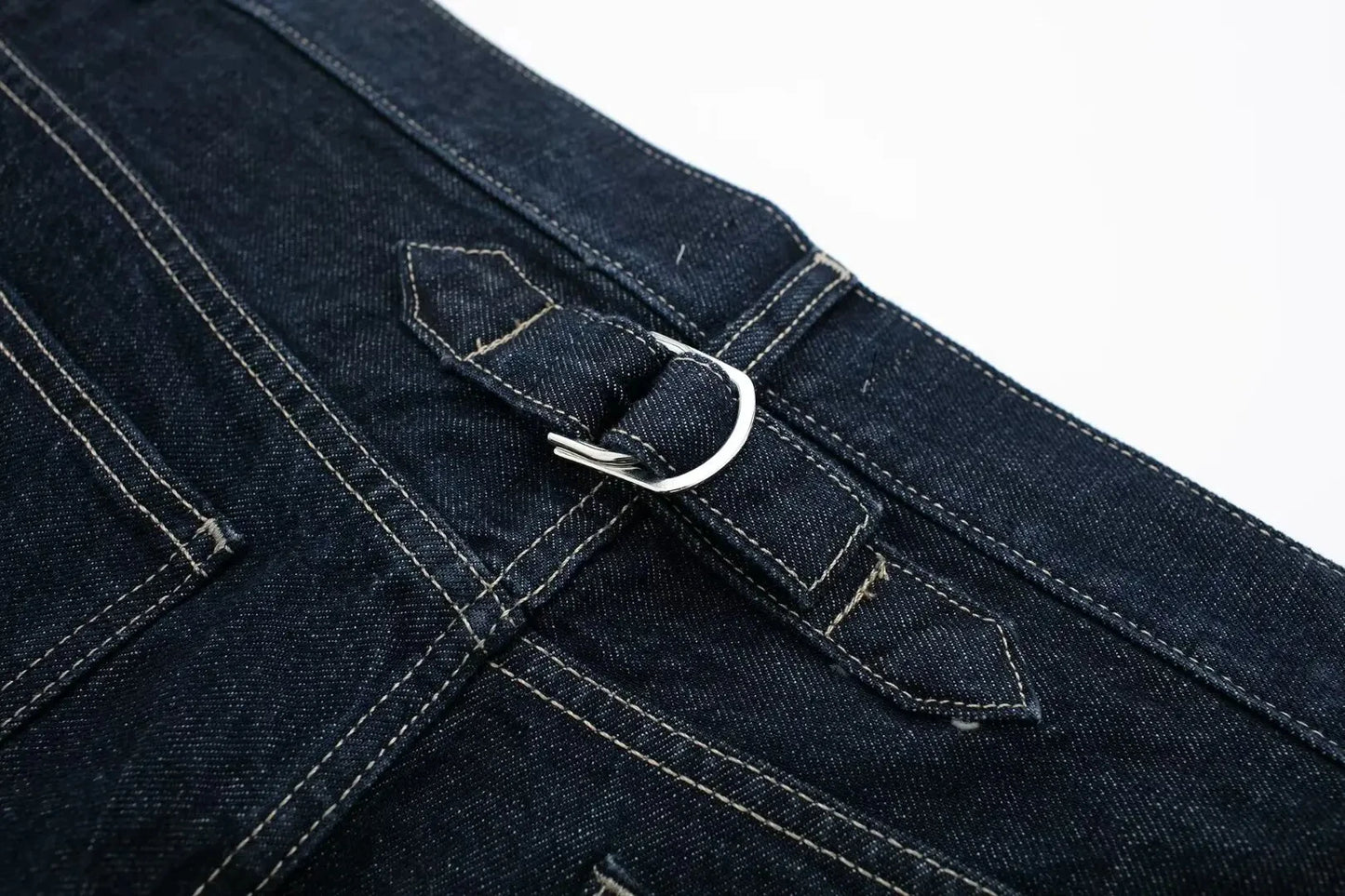 Retro Spliced Street Denim Two Piece Set for Women