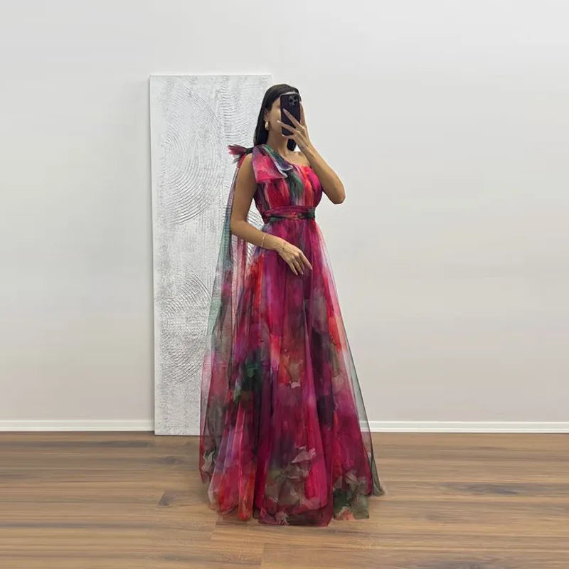 Casual Party Mesh Printed Lightweight A-Line Dress for Women