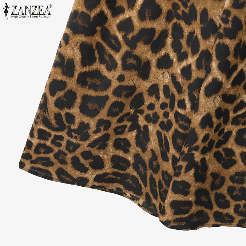 Leopard Print Puff Sleeve Pants Set