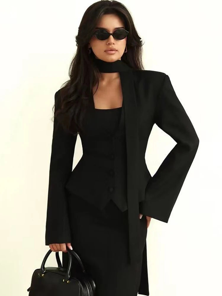 Waist-Cinched Single-Breasted Blazer Jacket for Women