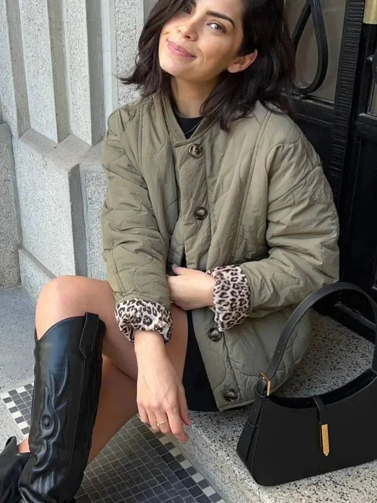 Winter Retro Spliced Casual Cotton Jacket for Women