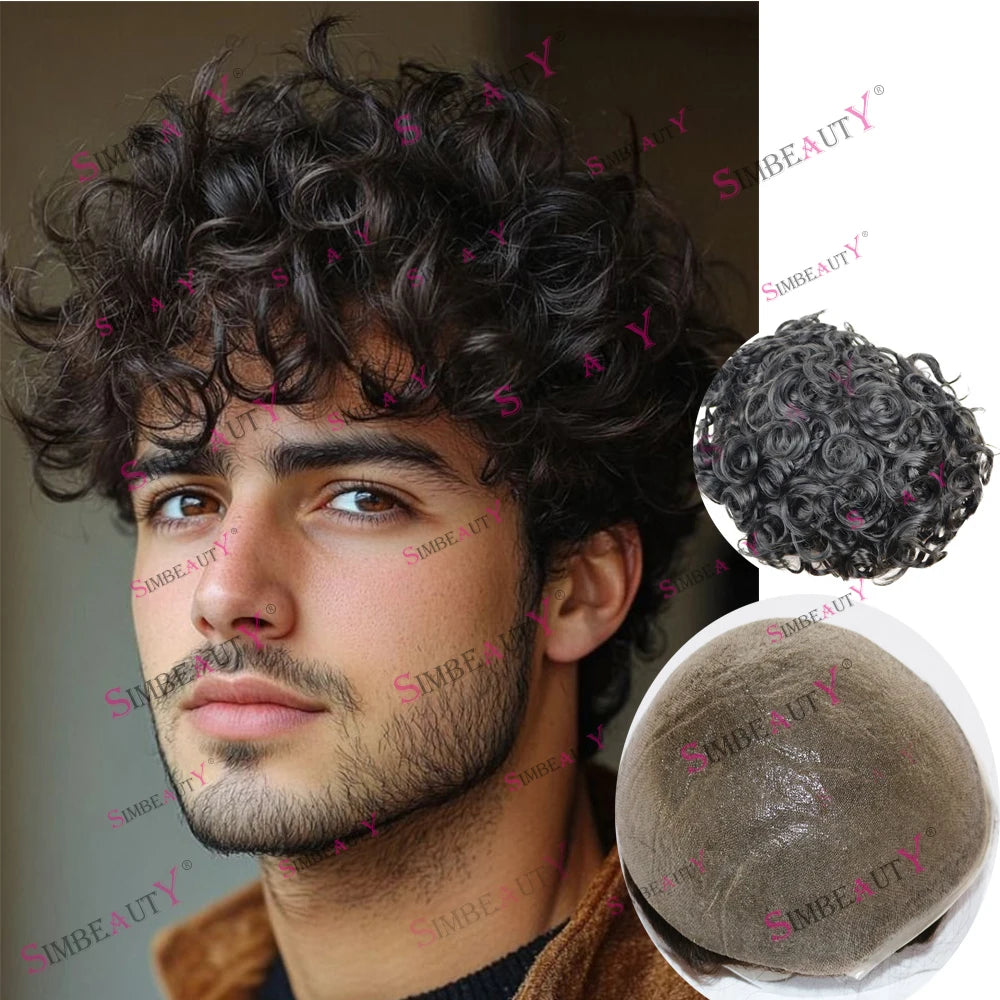 Ultra Thin Curly Wave Natural Hair Toupee for Women