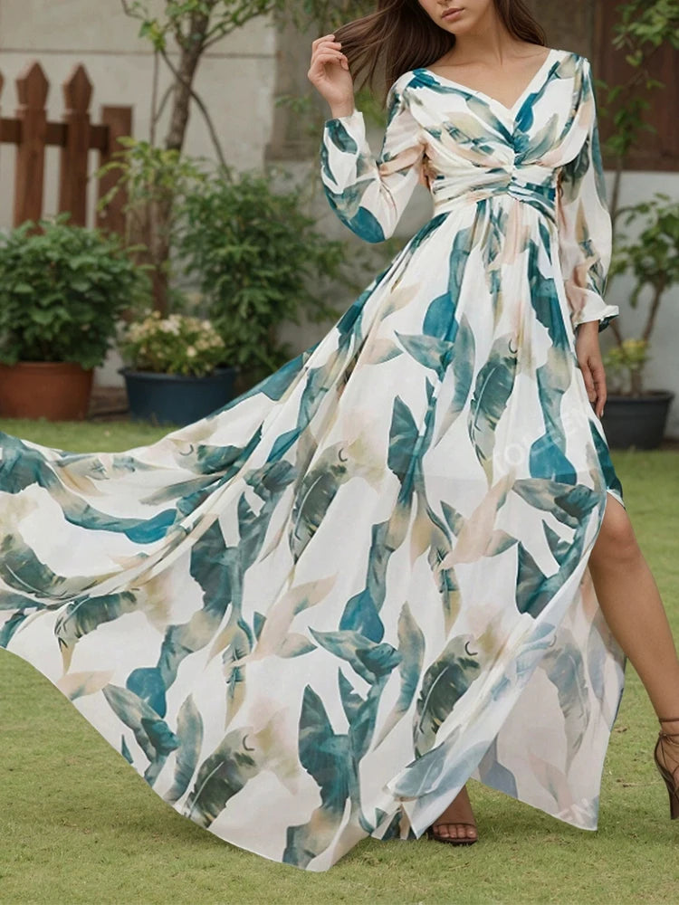 Elegant Bohemian Chiffon Long Sleeve Maxi Dress for Women