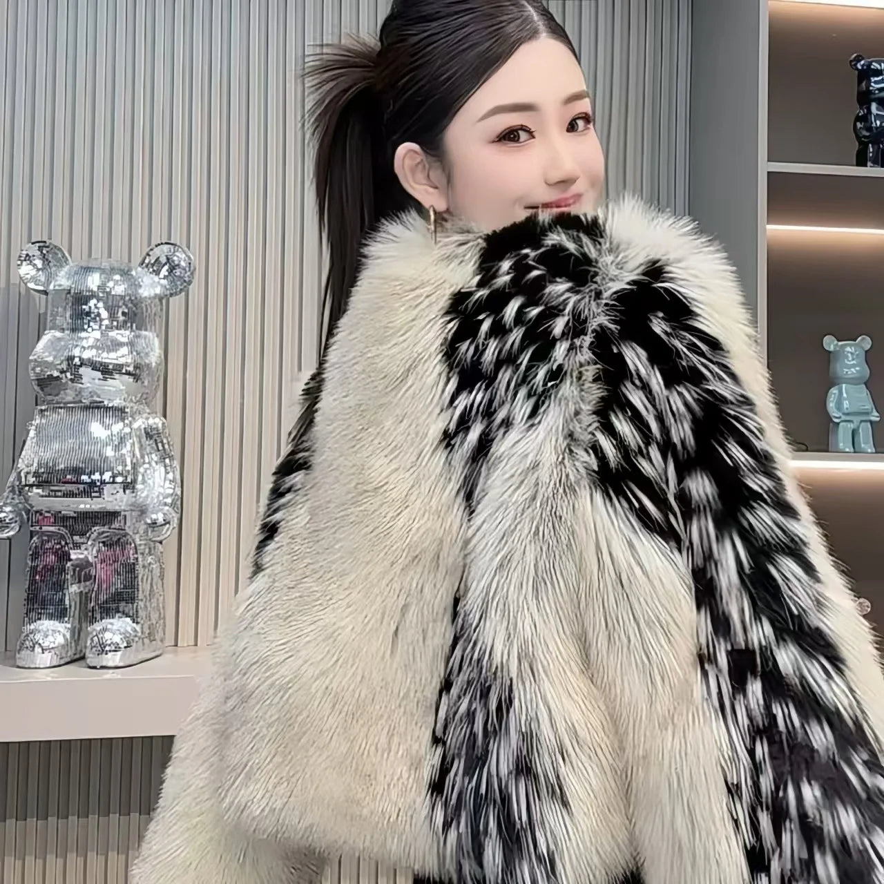 Faux Fur Coat for Women,Streetwear Jacket,Thick Warm Designer Female Clothes,High Quality,New,Winter，2024