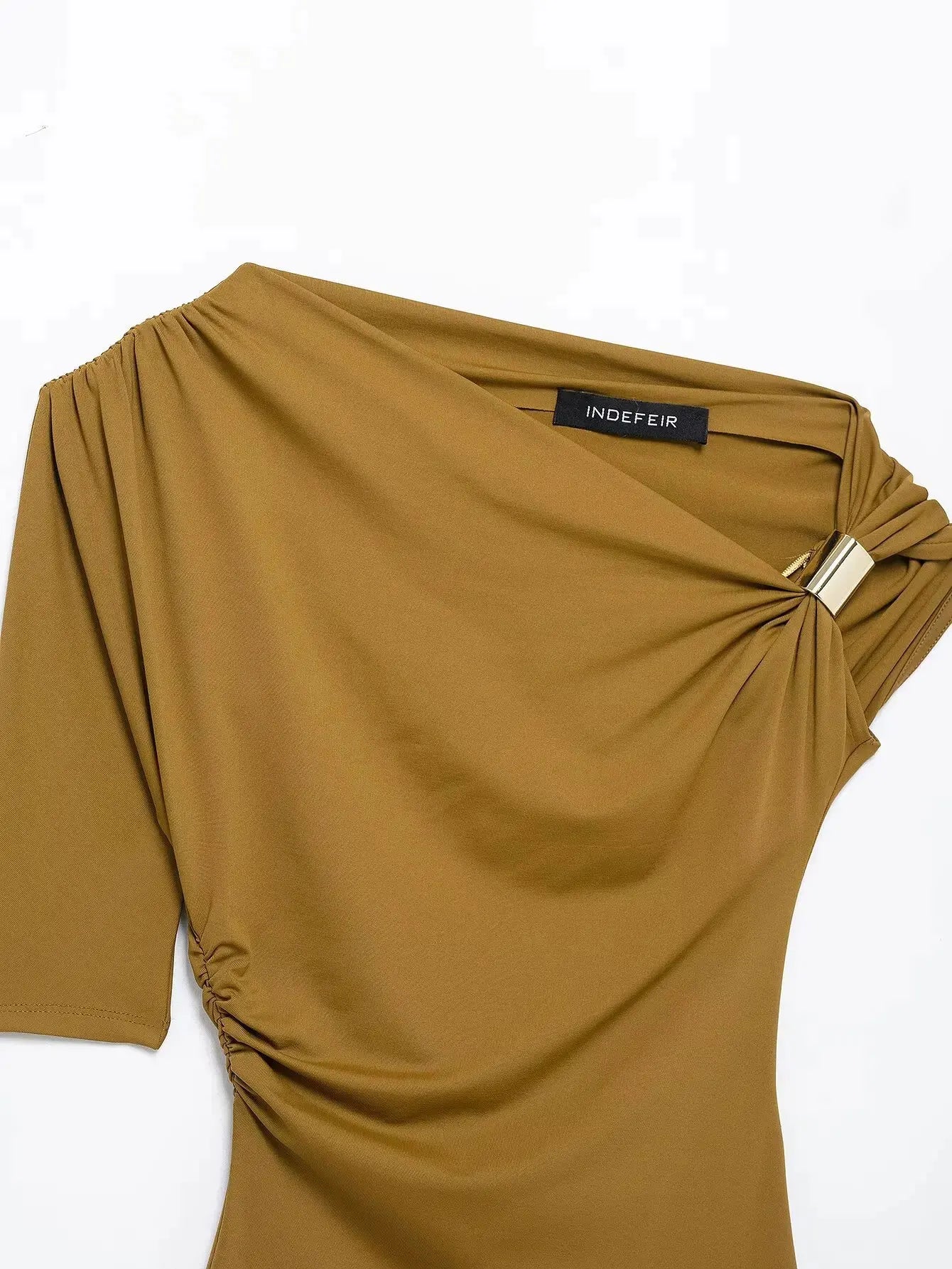 Chic Asymmetrical Wrinkled One-Shoulder Top for Women