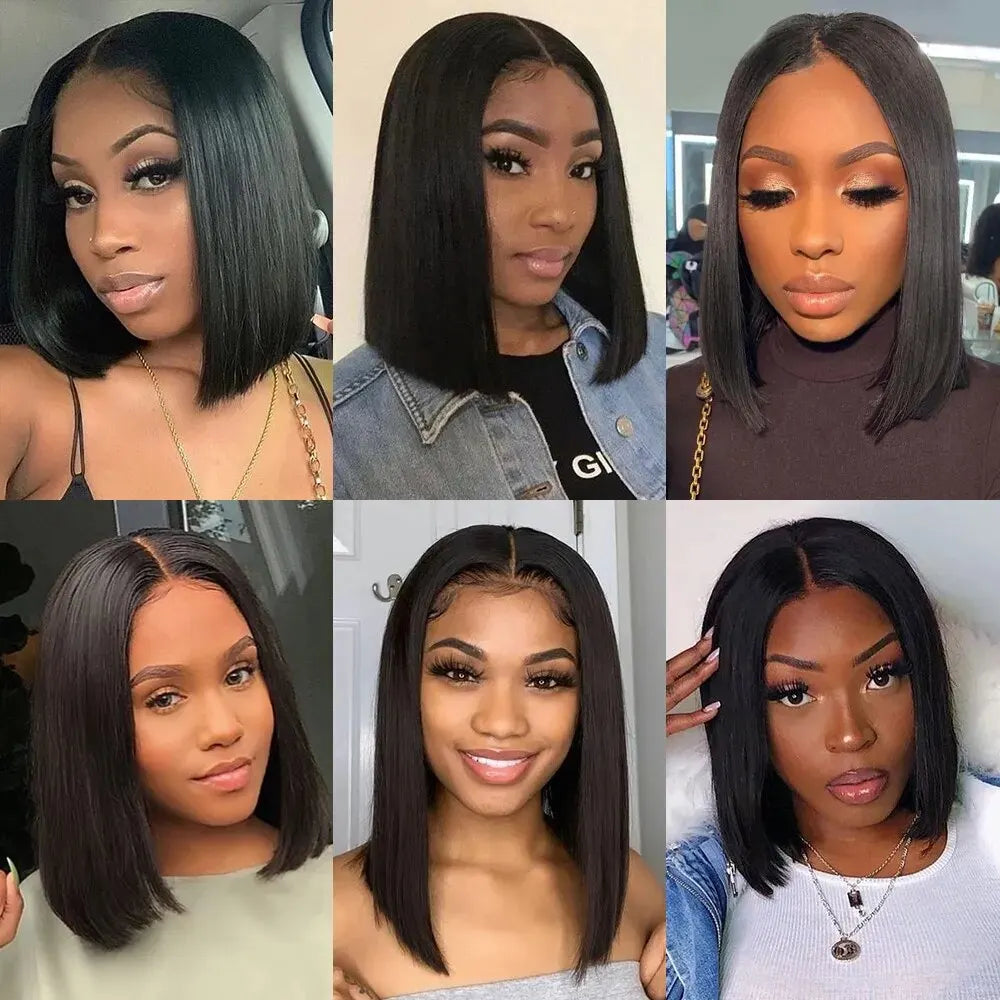 HD Straight Brazilian Human Hair Bob Lace Front Wig for Women