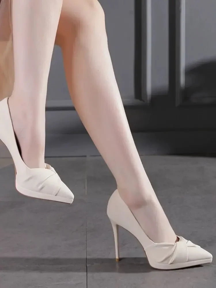 Pointed Pleated Stiletto Pumps