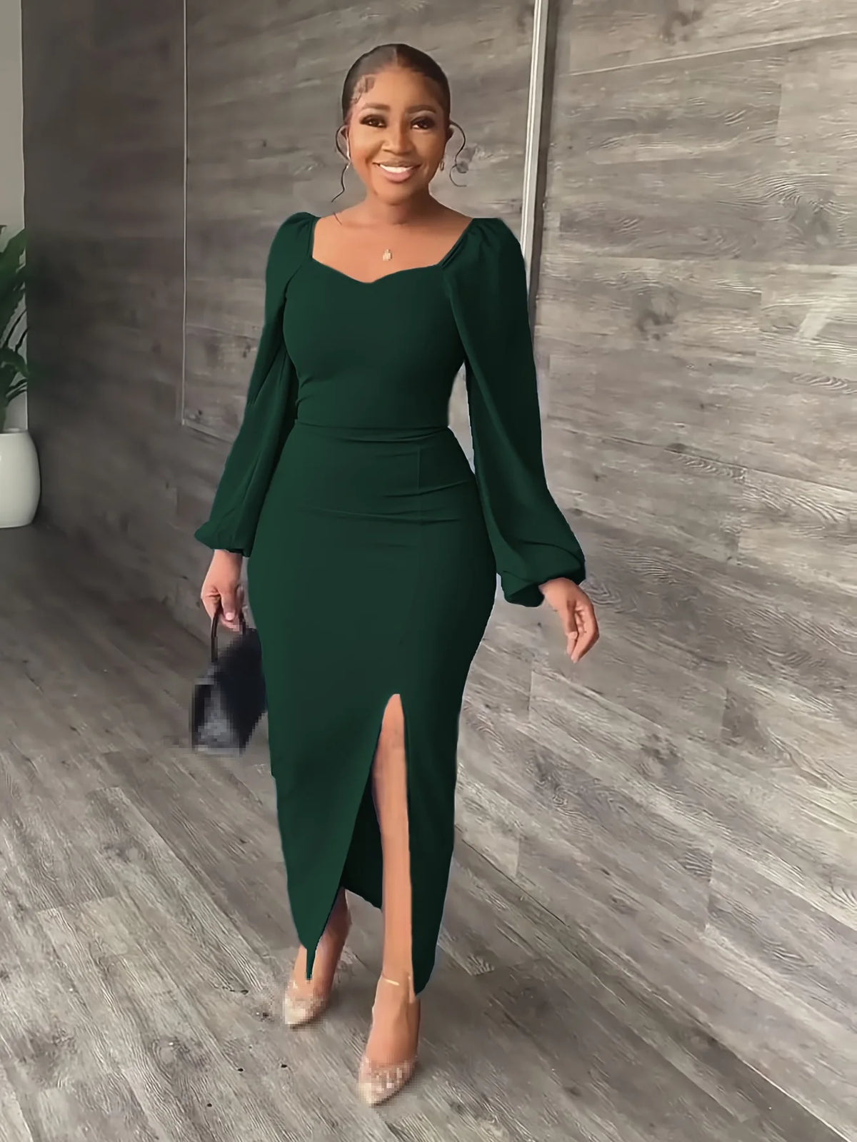 Elegant Ankle Length Knit Evening Party Dress for Women