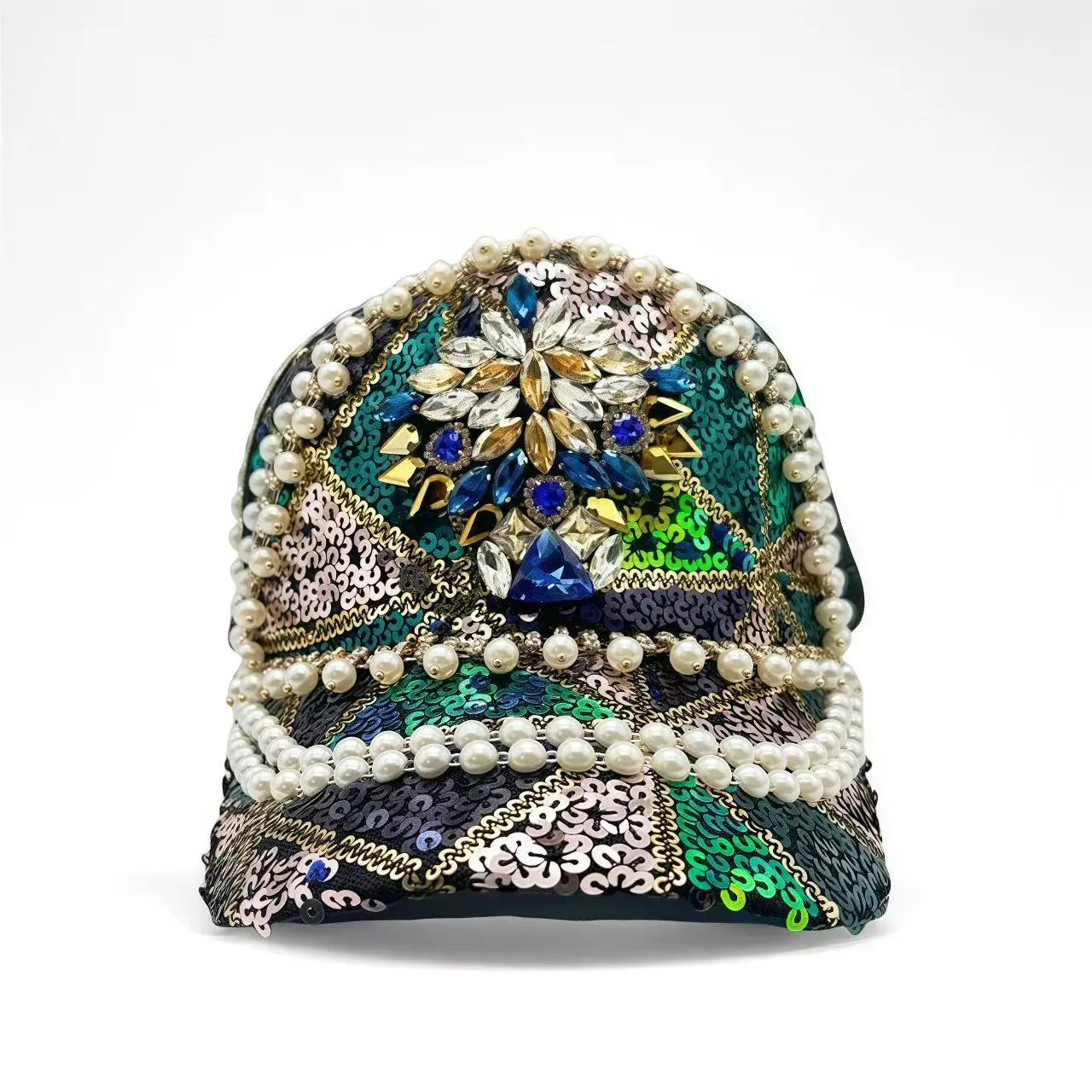 Black Luxury Steampunk Rhinestone Baseball Cap for Women