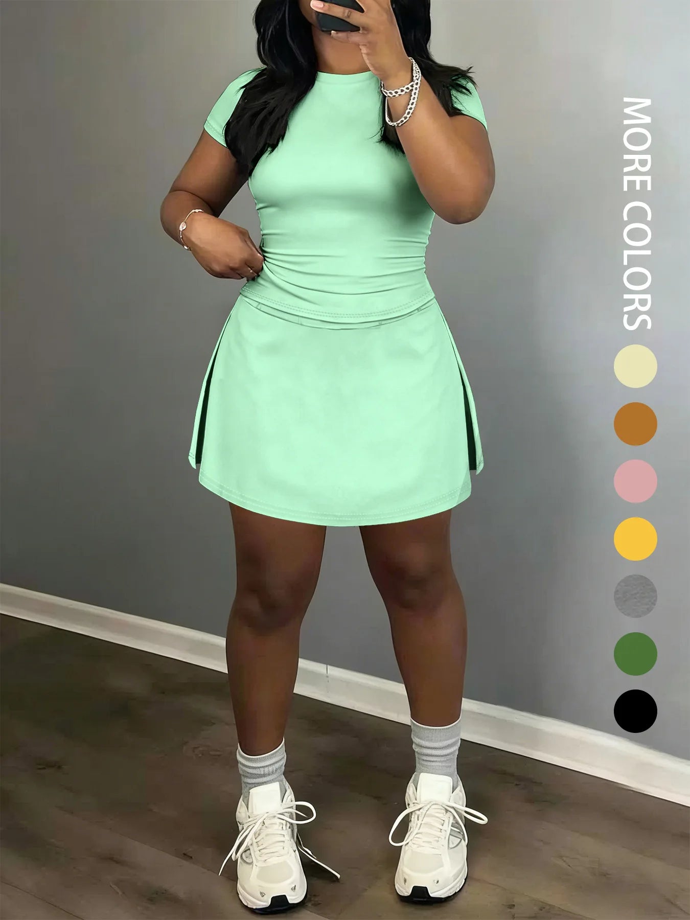 Sporty Short-Sleeve Tee and Culottes Two-Piece Set for Women