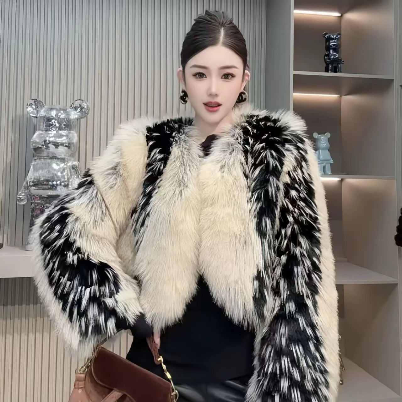 Faux Fur Coat for Women,Streetwear Jacket,Thick Warm Designer Female Clothes,High Quality,New,Winter，2024