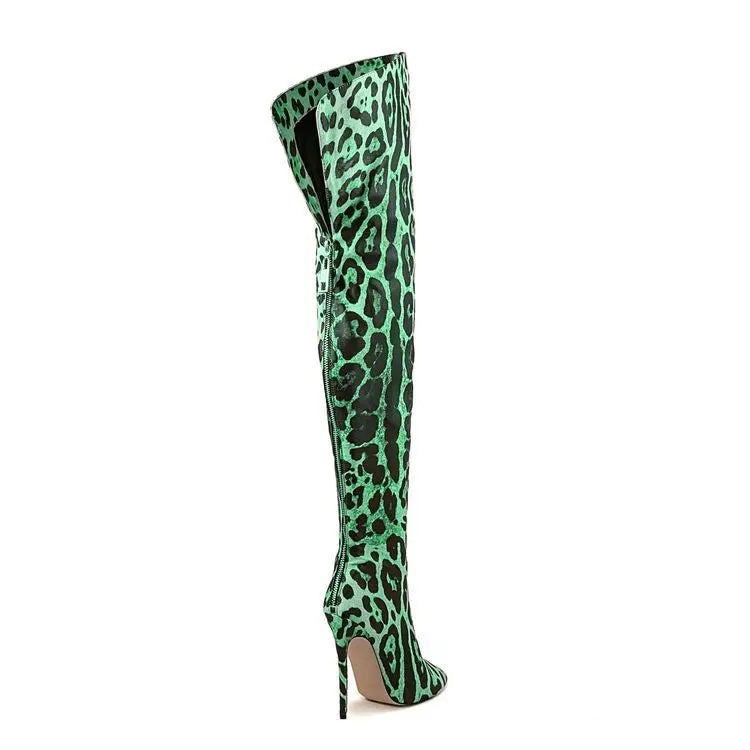 Purple Gradient Leopard Print Over-the-Knee Boots for Women