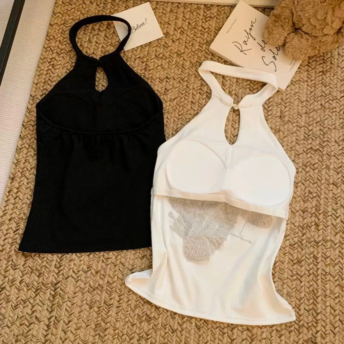 Vintage Sequin Embroidered Backless Camisole For Women