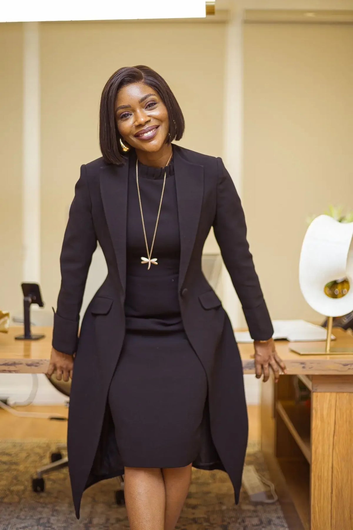 Long Sleeve Blazer and Dress Two Piece Set for Women