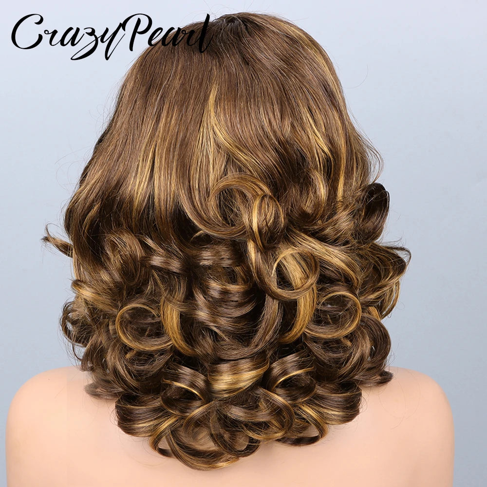 Human Hair Ombre Loose Wave Lace Closure Bob Wig for Women