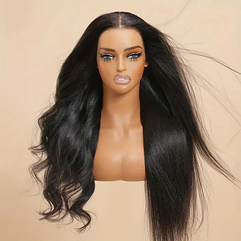 Glueless Yaki Straight Lace Front Human Hair Wig for Women