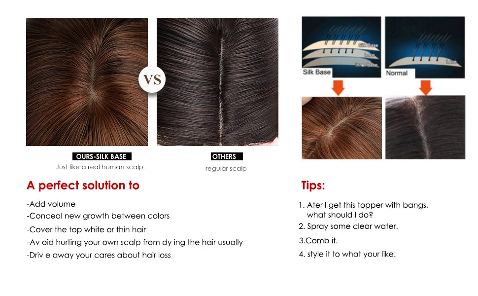 Swiss Lace Remy Human Hair Topper With Bangs For Women